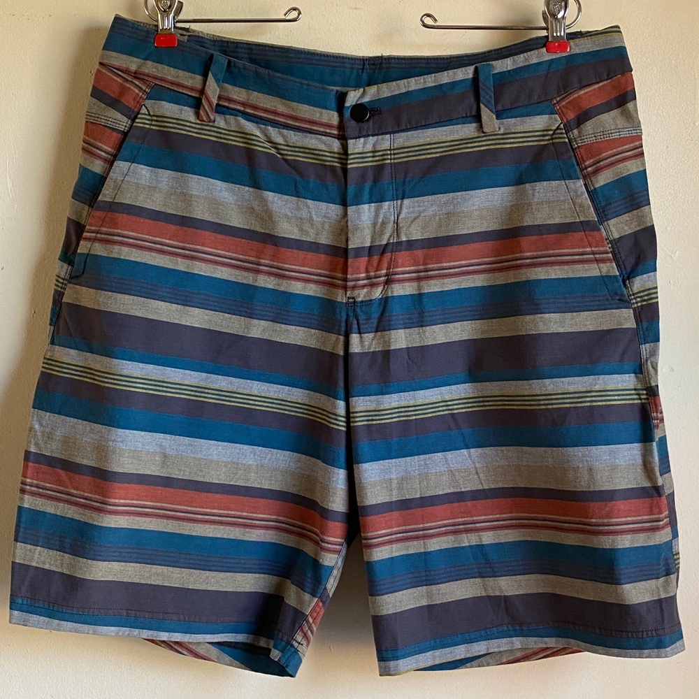 lululemon athletica Mens Striped Blue Teal Rust Shorts